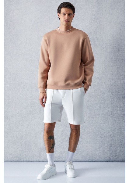 Adams Erkek Içi Polarlı Yumuşacık Organik Pamuklu Regular Fit Açık Kahverengi Sweatshirt fiyatları