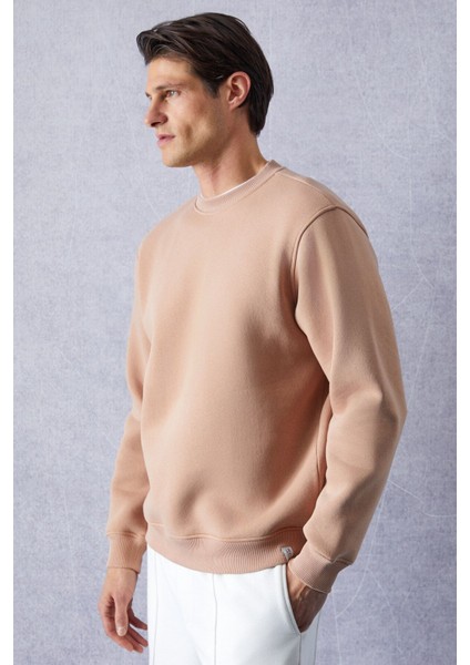 Adams Erkek Içi Polarlı Yumuşacık Organik Pamuklu Regular Fit Açık Kahverengi Sweatshirt modelleri
