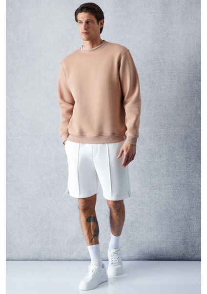 Adams Erkek Içi Polarlı Yumuşacık Organik Pamuklu Regular Fit Açık Kahverengi Sweatshirt fırsatları