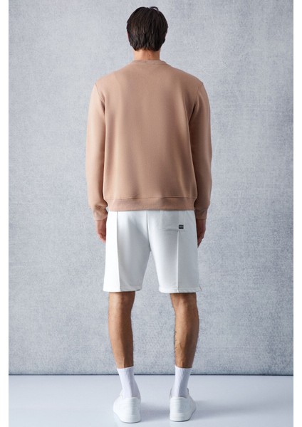 Adams Erkek Içi Polarlı Yumuşacık Organik Pamuklu Regular Fit Açık Kahverengi Sweatshirt