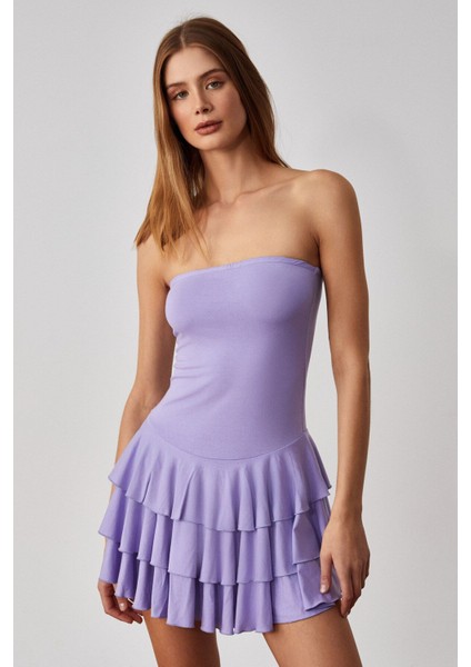 Ovıa Kadın Kolsuz Slim Mini Lila Elbise modelleri