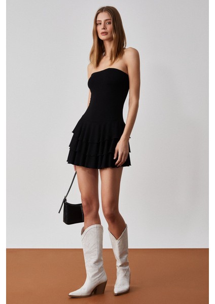 OVIA Kadın Kolsuz Slim Mini Siyah Elbise modelleri