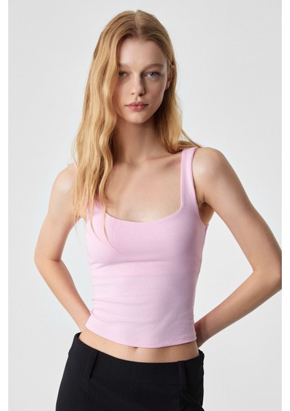 Sanukı Kadın Slim Kısa Oyuk Yaka Pembe Bluz fırsatları