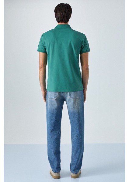 Monaghan Erkek Polo Yaka Relaxed Fit Patlı Düğmeli Kısa Kollu Yeşil T-Shirt