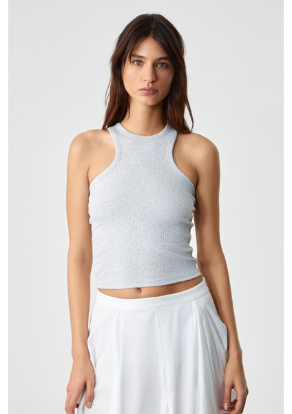 Jroksy Kadın Slim Halter Yaka Kolsuz Grimelanj Atlet