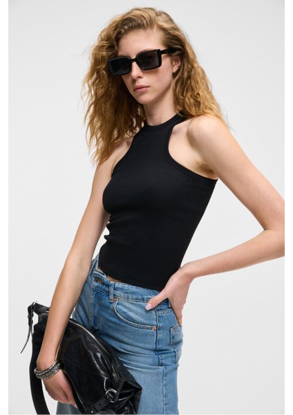Jroksy Kadın Slim Halter Yaka Kolsuz Siyah Atlet modelleri
