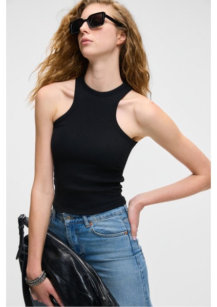 Jroksy Kadın Slim Halter Yaka Kolsuz Siyah Atlet fırsatları