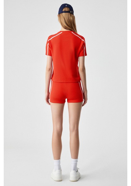Marıam Kadın Baskılı Slim Fit Kırmızı Şort