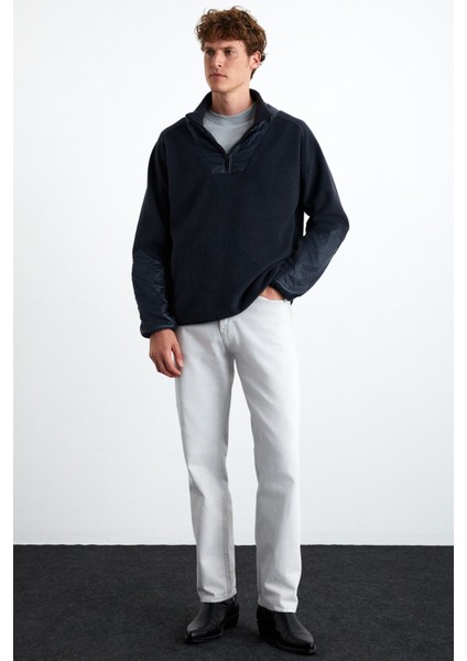 Pankraz Erkek Kalın Çift Taraflı Polarlı Paraşüt Detaylı Dik Yaka Fermuarlı Lacivert Sweatshirt fiyatları