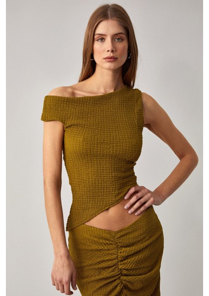 TOSIA Kadın Slim Fit Örme Yeşil Bluz