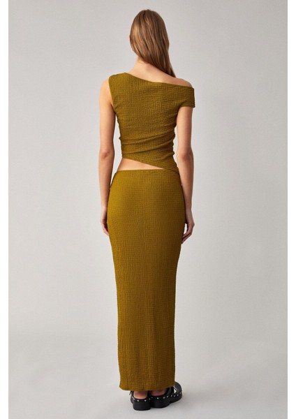 TOSIA Kadın Slim Fit Örme Yeşil Bluz