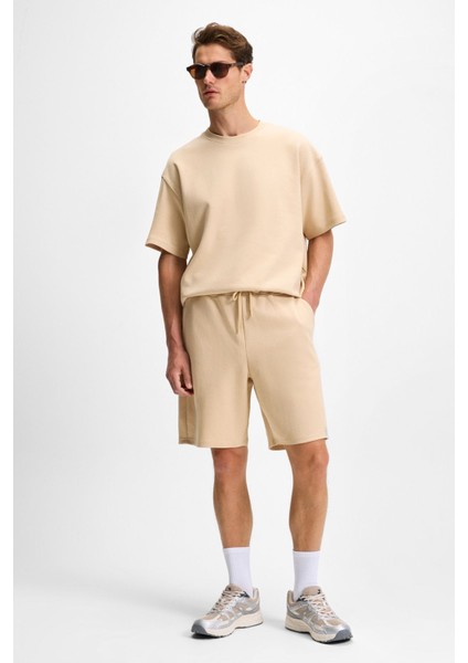 Baıley Erkek Beli Lastikli Arka Tek Cepli Kordonlu Relaxed Fit Bej Şort