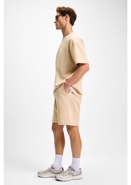 Baıley Erkek Beli Lastikli Arka Tek Cepli Kordonlu Relaxed Fit Bej Şort