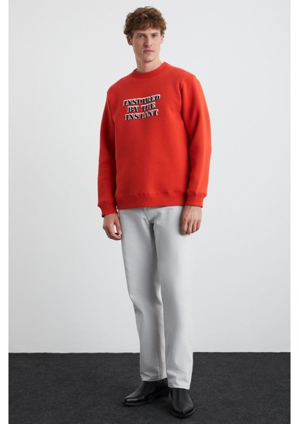 WENDEL Erkek Pamuklu Yuvarlak Yaka Kırmızı Sweatshirt fiyatları