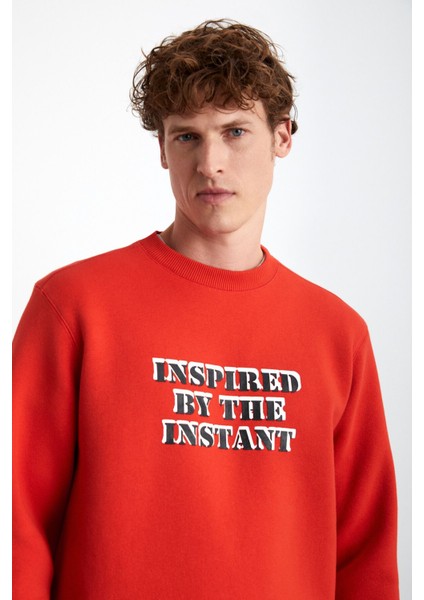WENDEL Erkek Pamuklu Yuvarlak Yaka Kırmızı Sweatshirt indirimleri