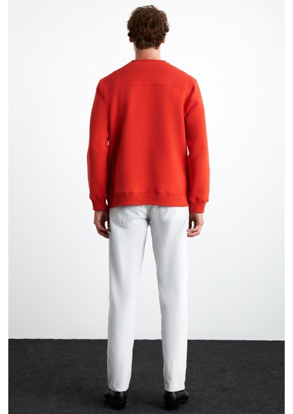 WENDEL Erkek Pamuklu Yuvarlak Yaka Kırmızı Sweatshirt