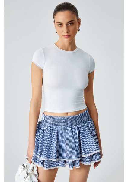 Dulce Kadın Slim Fit Kısa Kollu Beyaz T-Shirt