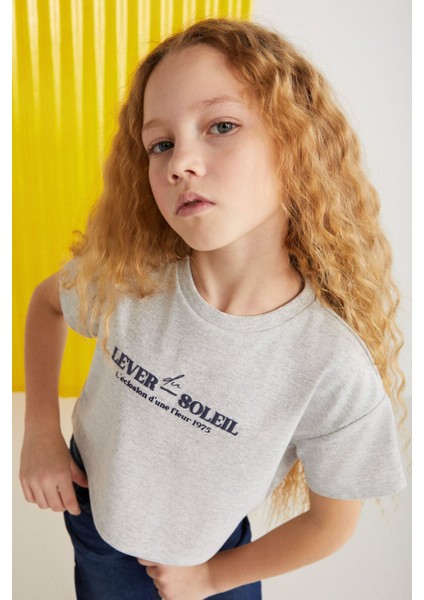 AGATE-GRM24025 100% pamuk baskılı kısa kollu kız çocuk t-shirt Grimelanj T-Shirt fiyatları