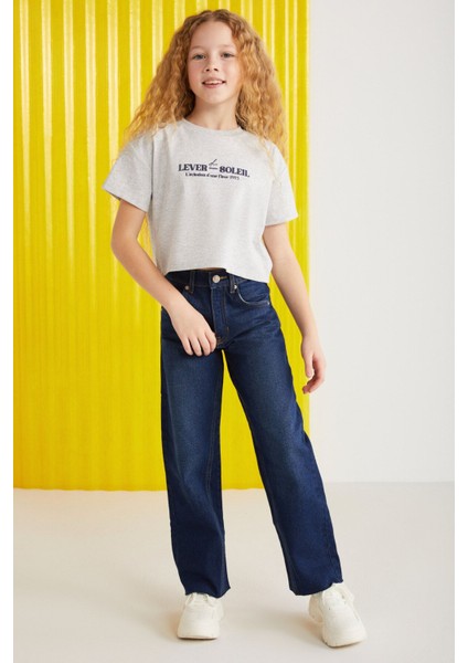 AGATE-GRM24025 100% pamuk baskılı kısa kollu kız çocuk t-shirt Grimelanj T-Shirt modelleri