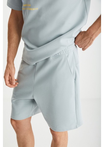 RAMADANP009 Erkek 75% Pamuk 25% Polyester Mavi Şort