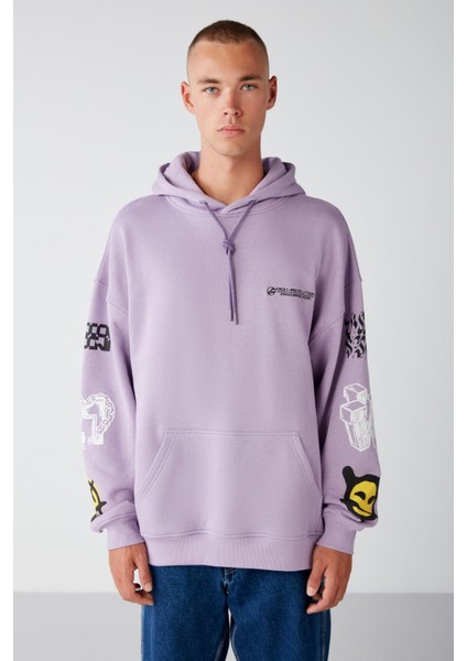 Smıle Relaxed Oversize Lila Sweatshirt