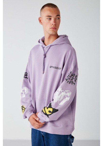 Smıle Relaxed Oversize Lila Sweatshirt