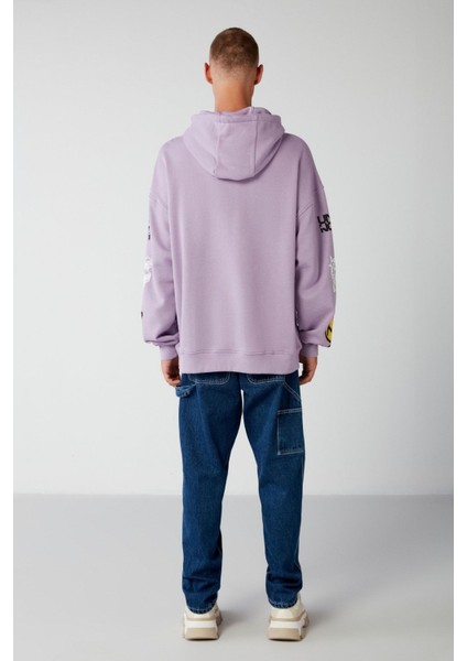 Smıle Relaxed Oversize Lila Sweatshirt