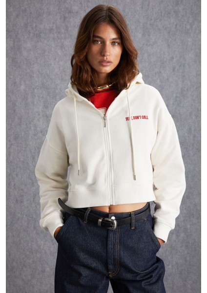 JEWEL Kadın 3 İplik Şardonlu Ekru Sweatshirt modelleri