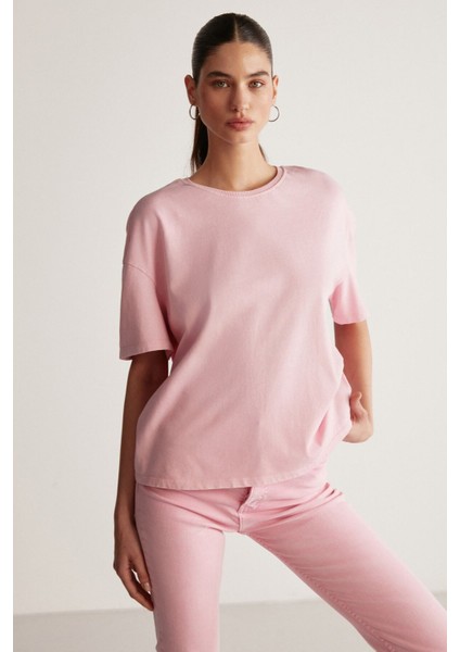 Elıza Yıkamalı Oversize Pembe T-Shirt fiyatları