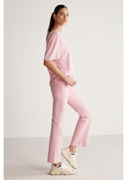 Elıza Yıkamalı Oversize Pembe T-Shirt modelleri