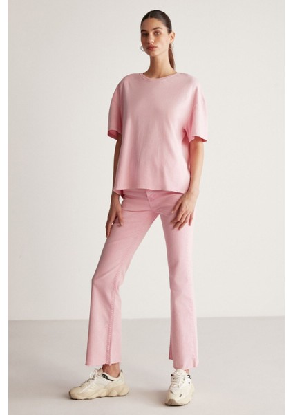 Elıza Yıkamalı Oversize Pembe T-Shirt fırsatları
