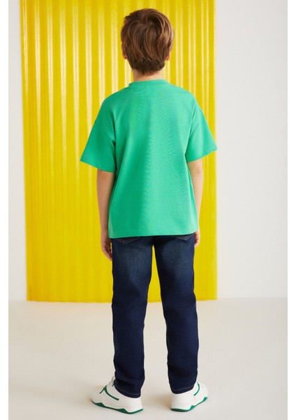 Paddy Erkek Çocuk %100 Pamuk Baskılı Kısa Kollu Relaxed Fit Yeşil T-shirt