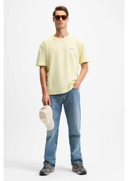 NOIR Erkek%100 Organik Pamuk Bisiklet Yaka Kısa Kol Regular Sarı T-Shirt fiyatları