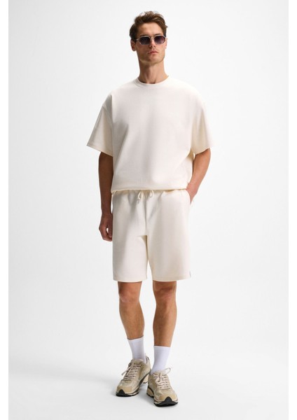 Baıley Erkek Beli Lastikli Arka Tek Cepli Kordonlu Relaxed Fit Ekru Şort