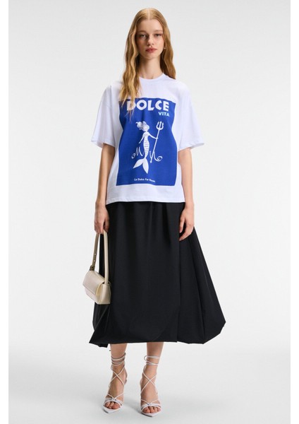 VEYMIRA Kadın %100 Pamuk Bisiklet Yaka Kısa Kollu Oversize Fit Beyaz T-Shirt fiyatları