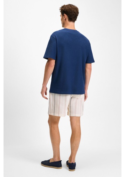 Noır ERKEK%100 Organik Pamuk Bisiklet Yaka Kısa Kol Regular Lacivert T-Shirt
