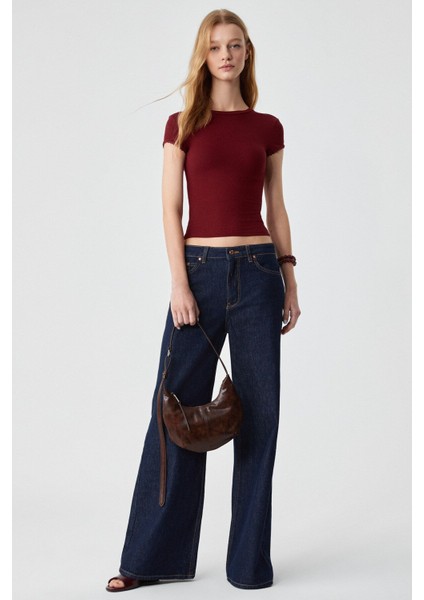 DULCE Kadın Slim Fit Kısa Kollu Kiremit Rengi T-Shirt fiyatları
