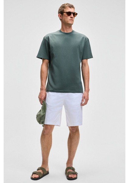 Feon Erkek Oversize Geniş Kesim %100 Organik Pamuk Kalın Dokulu Yuvarlak Yaka Koyu Yeşil T-Shirt fiyatları