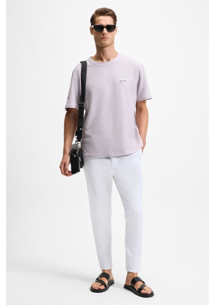 NOIR Erkek%100 Organik Pamuk Bisiklet Yaka Kısa Kol Regular Lila T-Shirt fiyatları