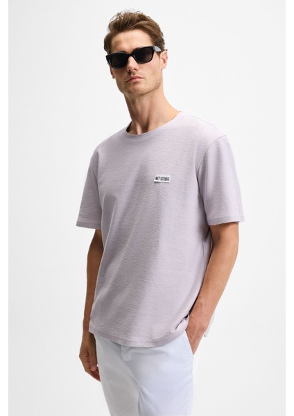 NOIR Erkek%100 Organik Pamuk Bisiklet Yaka Kısa Kol Regular Lila T-Shirt modelleri