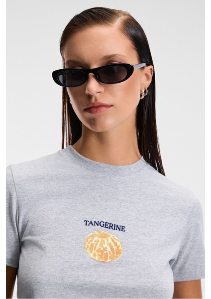 Elvera Kadın %100 Pamuk Comfort Fit Baskılı Kısa Kollu Yuvarlak Yaka Grimelanj T-Shirt indirimleri