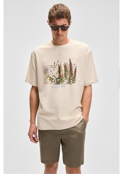 PLANTASIA Erkek %100 Organik Pamuk Baskı ve Nakış Detaylı Kısa Kollu Vanilya T-Shirt modelleri