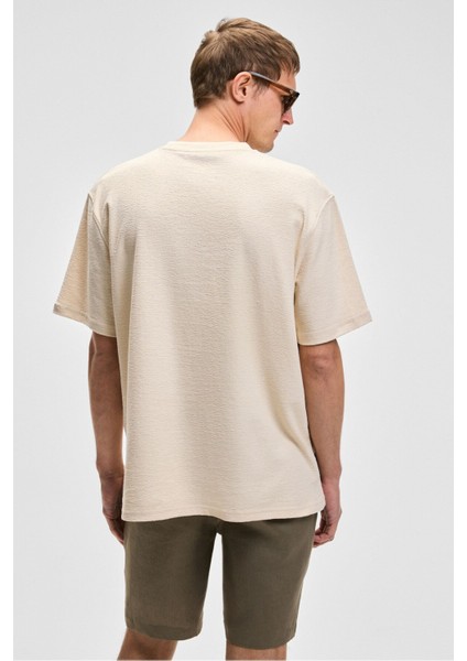 PLANTASIA Erkek %100 Organik Pamuk Baskı ve Nakış Detaylı Kısa Kollu Vanilya T-Shirt