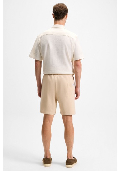 Tyrone Erkek Beli Lastikli Arka Tek Cepli Relaxed Fit Bej Şort