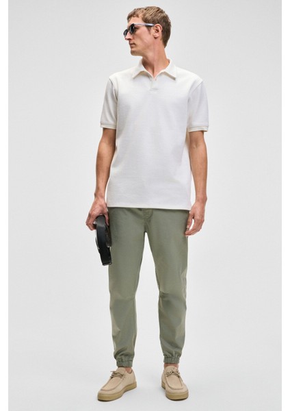 LAPORTE Erkek Dokulu Kumaşlı Slim Fit Beyaz Polo Yaka T-shirt fiyatları