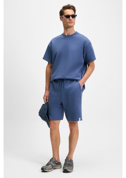 Baıley Erkek Beli Lastikli Arka Tek Cepli Kordonlu Relaxed Fit Indigo Şort