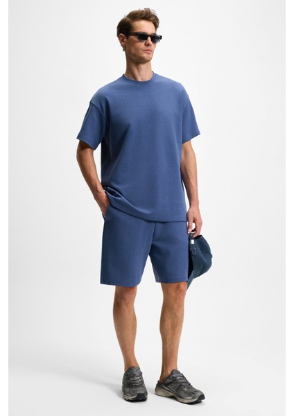 Baıley Erkek Beli Lastikli Arka Tek Cepli Kordonlu Relaxed Fit Indigo Şort