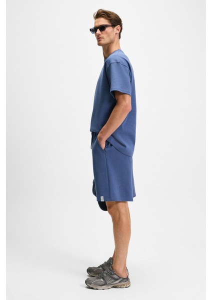 Baıley Erkek Beli Lastikli Arka Tek Cepli Kordonlu Relaxed Fit Indigo Şort