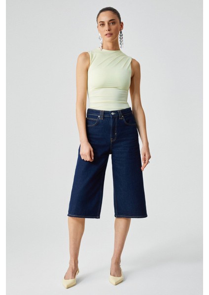 Canısa Kadın Slim Fit Sıfır Kol Yuvarlak Yaka Düz Renk Sarı Atlet