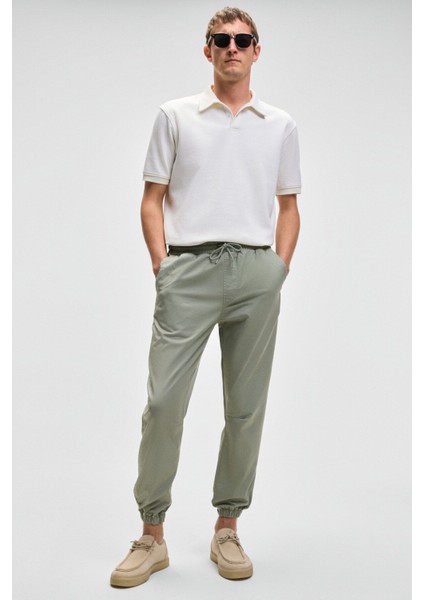 LAPORTE Erkek Dokulu Kumaşlı Slim Fit Beyaz Polo Yaka T-shirt